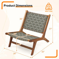 Tangkula Patio Teak Wood Chair with Nylon Webbing Seat & Back