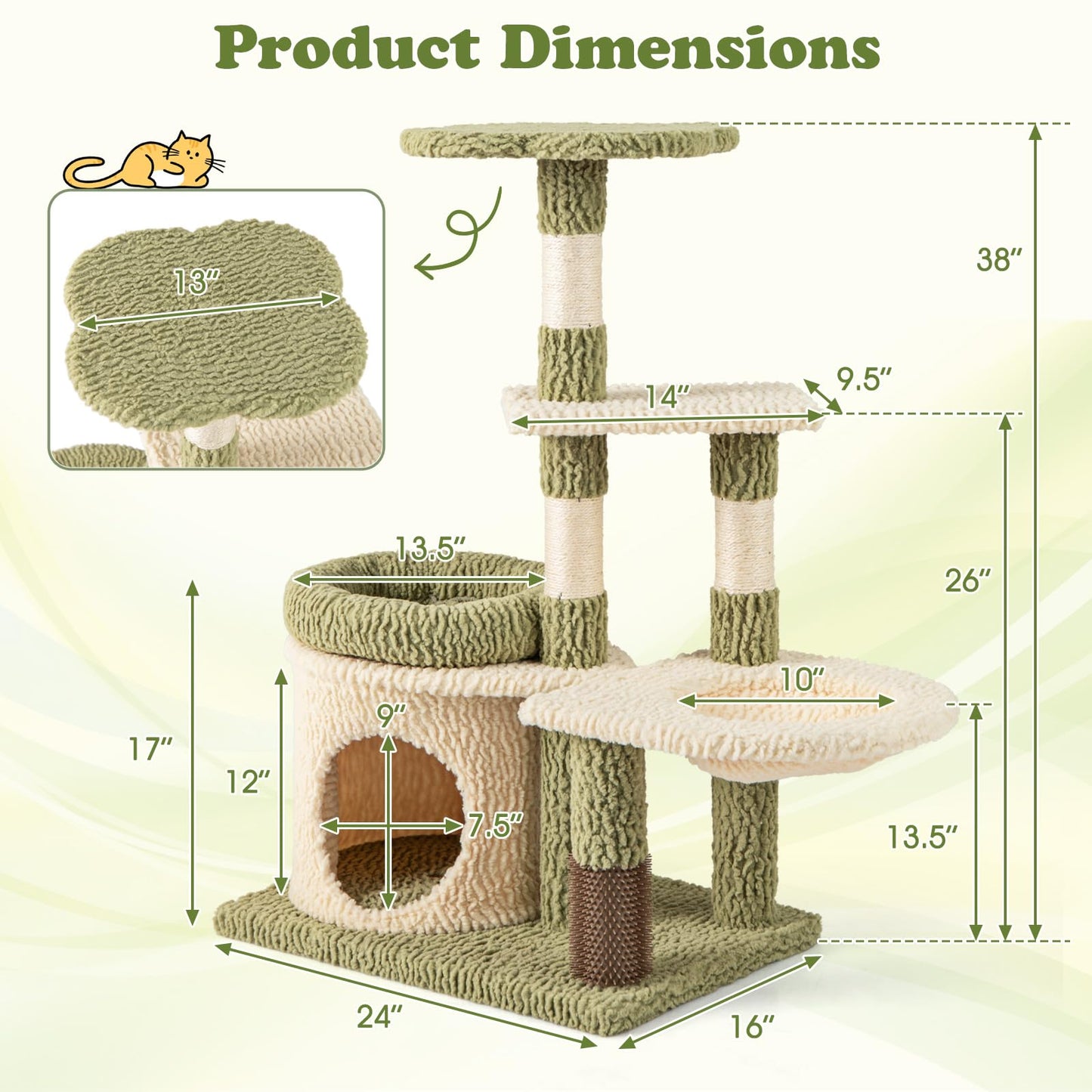 Tangkula Cute Cat Tree with Sisal Scratching Posts for Indoor Cats