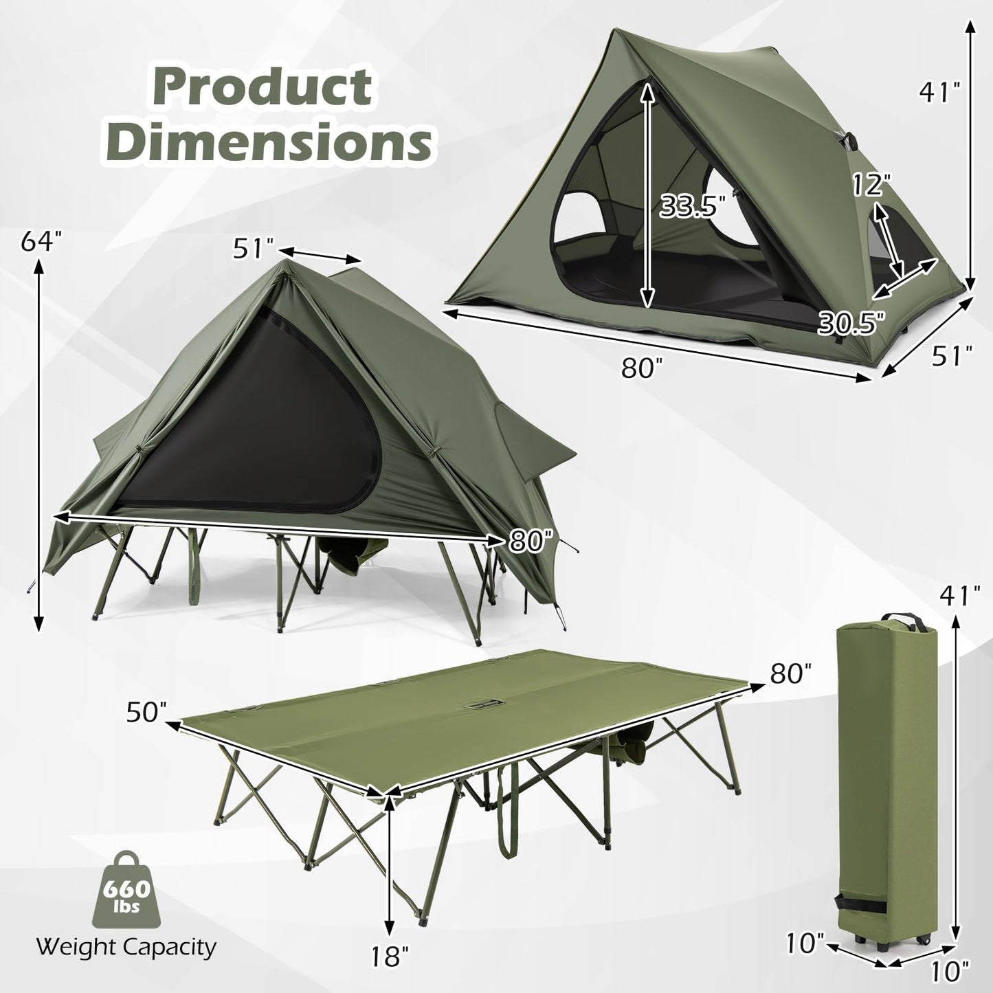 Tangkula 2 in 1 Tent Cot for Outdoor Hiking