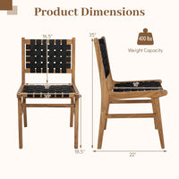 Tangkula Teak Wood Outdoor Dining Chair for Deck