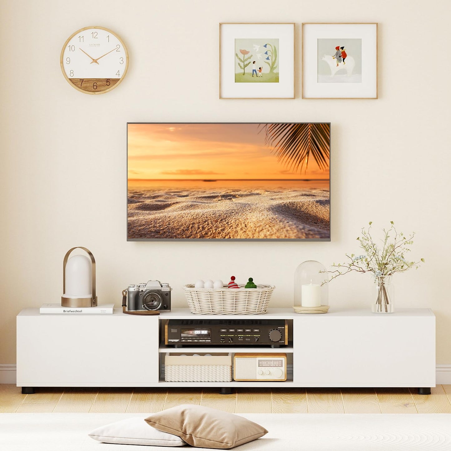 Tangkula Modern TV Stand for up to 70” TVs 63”L Minimalist Entertainment Center