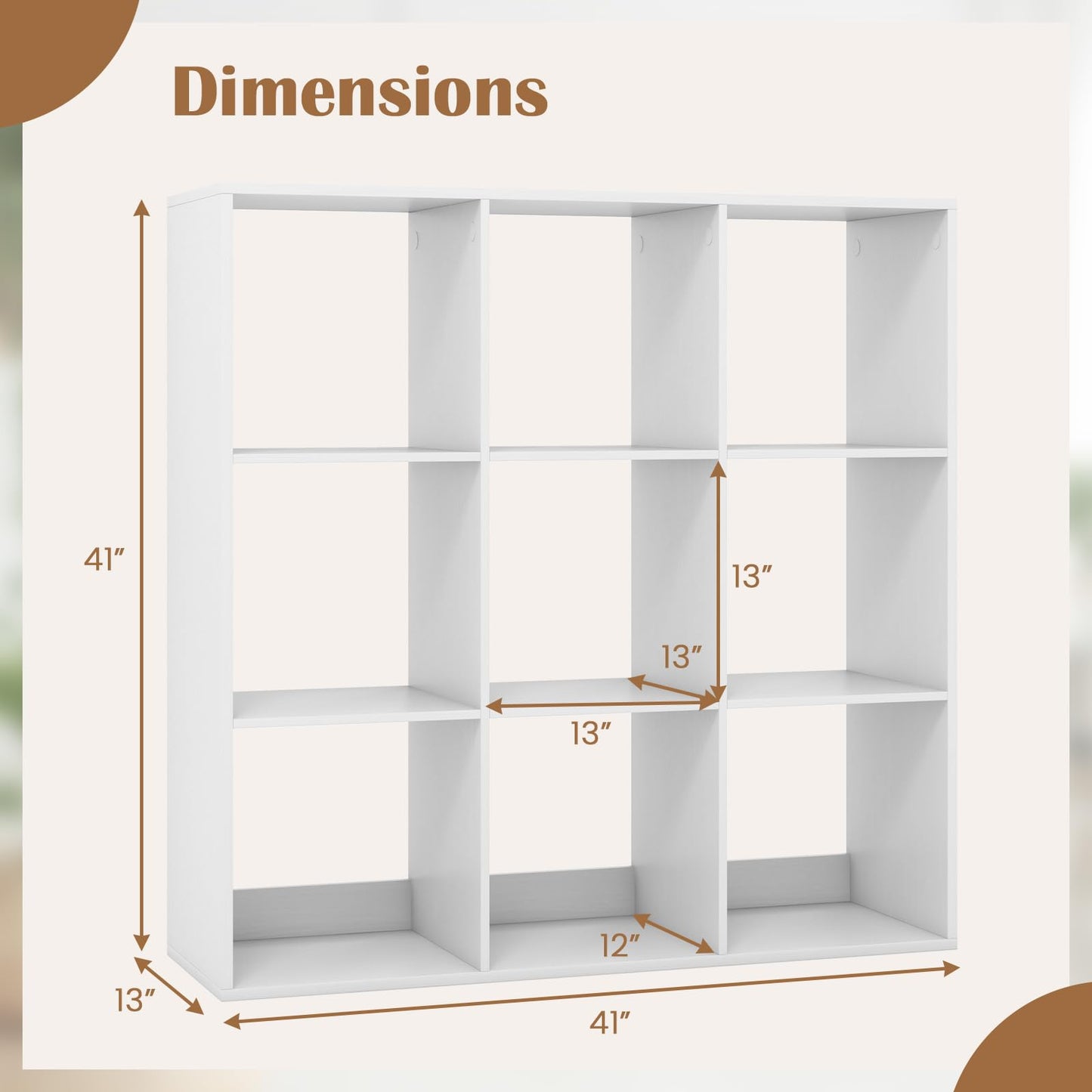 Tangkula 9-Cube Bookcase, 4-Tier Bookshelf with Open Compartments