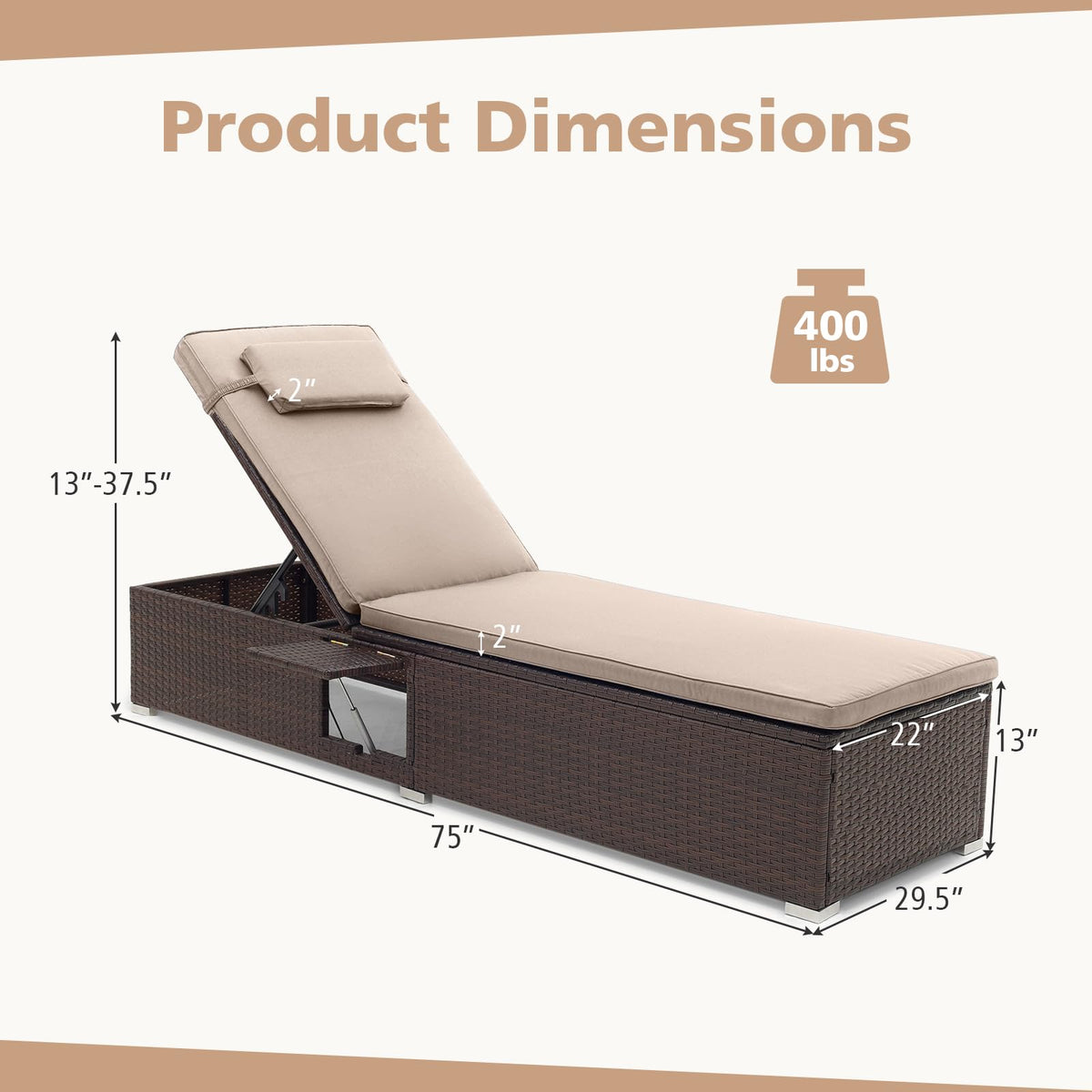 Tangkula Patio Rattan Chaise Lounge for Backyard