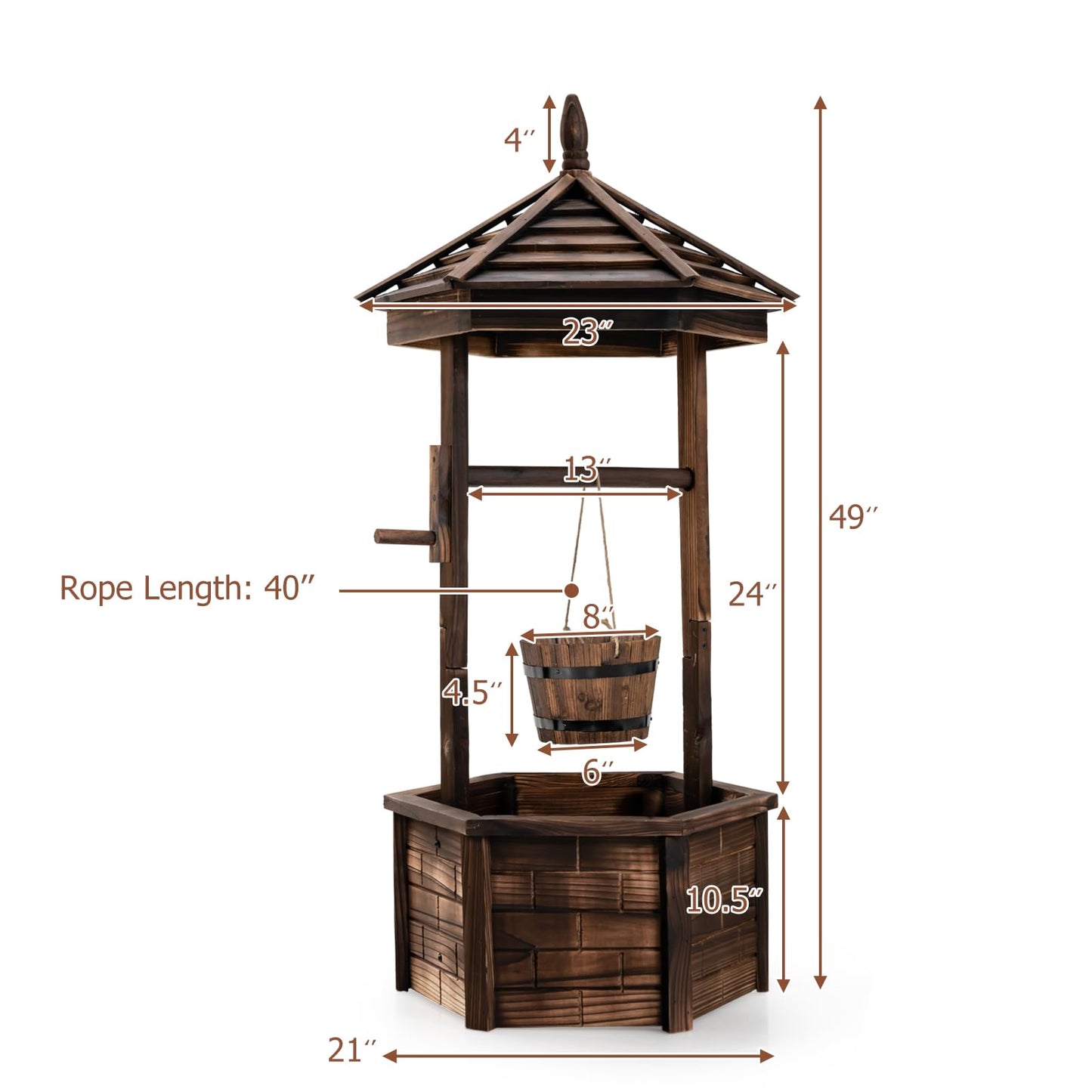 Jardinière puits à souhaits en bois style ancien Tangkula pour l'extérieur
