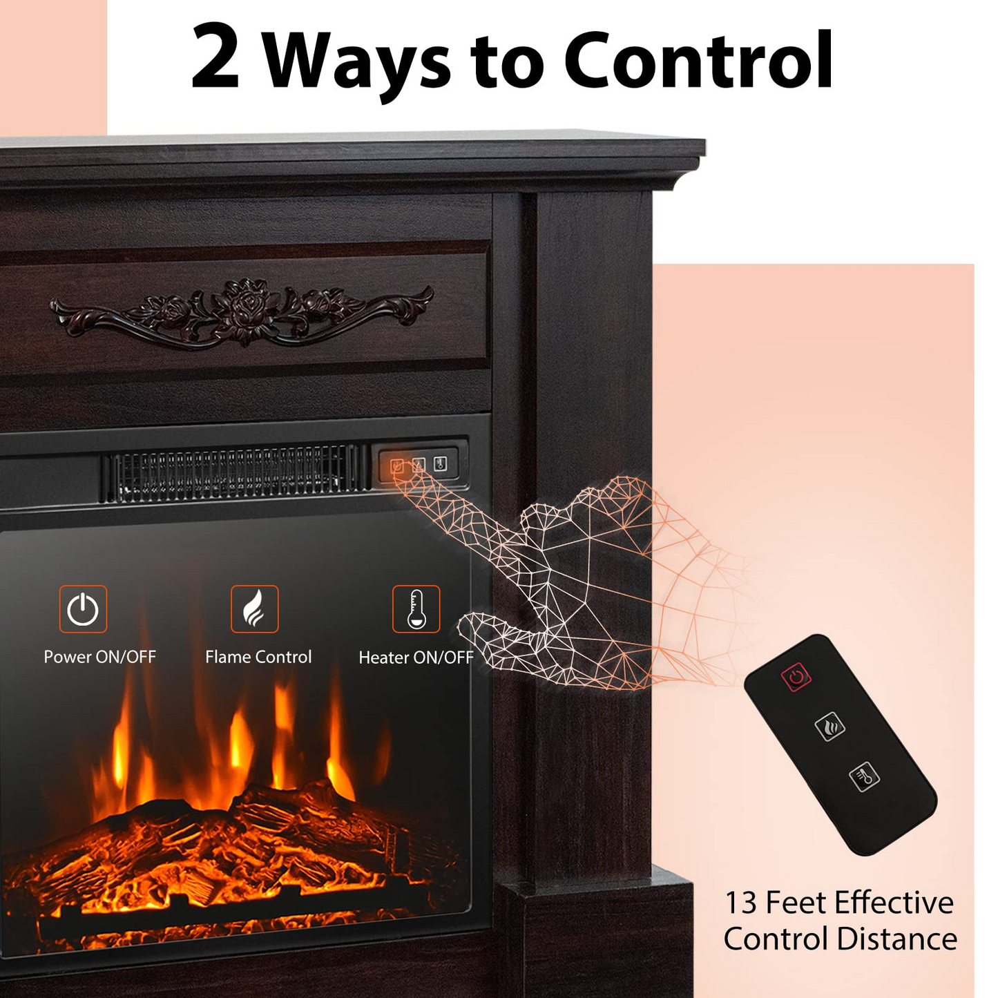 1400W 32 Inches Electric Fireplace with Mantel - Tangkula