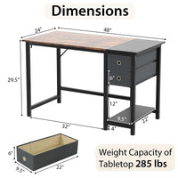 Tangkula Bureau informatique avec 2 tiroirs, bureau moderne pour la maison et le bureau avec crochet de suspension et étagère de rangement.