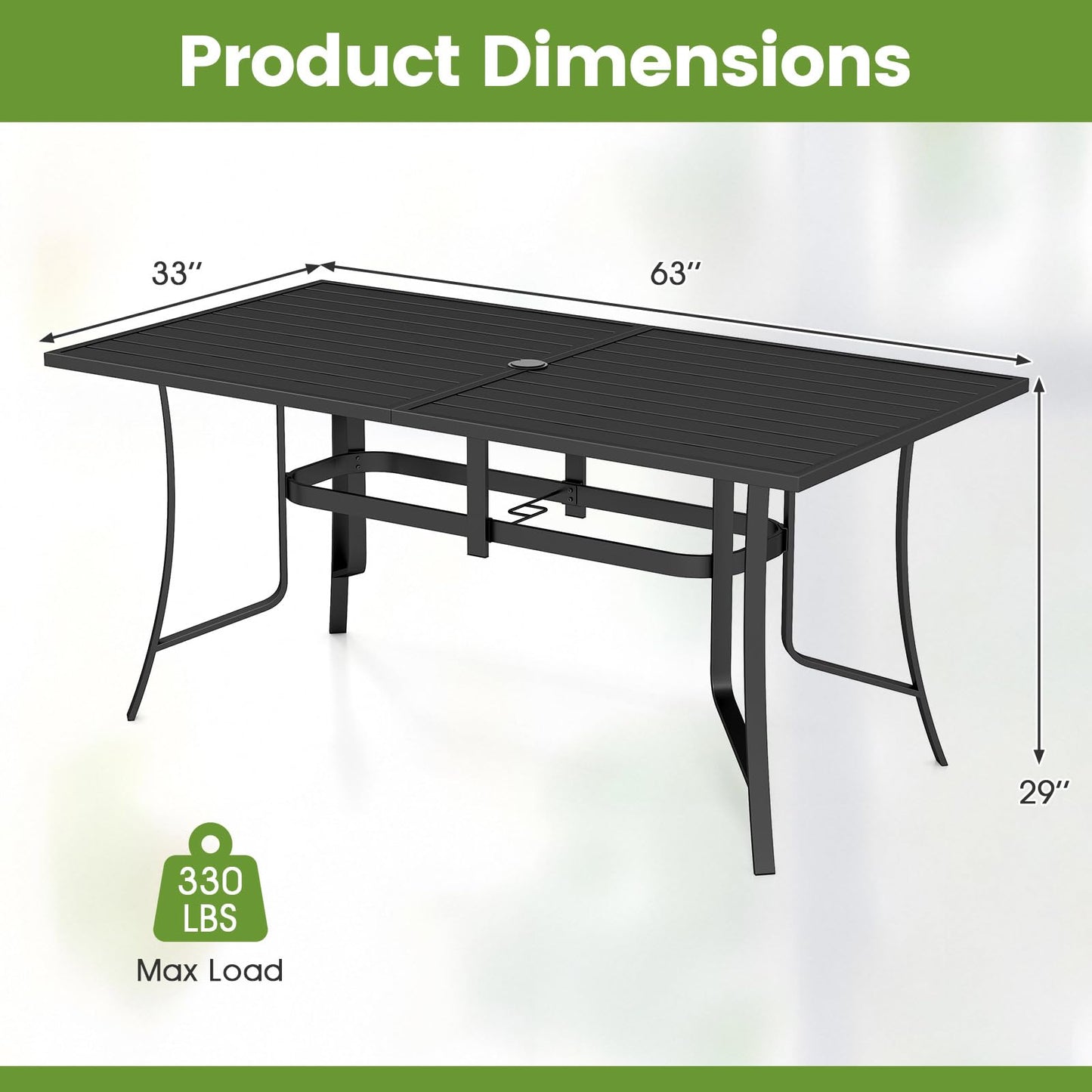Tangkula Metal Patio Dining Table with Umbrella Hole for Balcony and Backyard