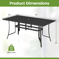 Tangkula Metal Patio Dining Table with Umbrella Hole for Balcony and Backyard