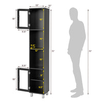 Tangkula Tall Bathroom Cabinet, Home Bedroom Living Room Wood Linen Storage Cabinet Free Standing