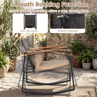Tangkula 3 Pieces Outdoor Rocking Chairs Set