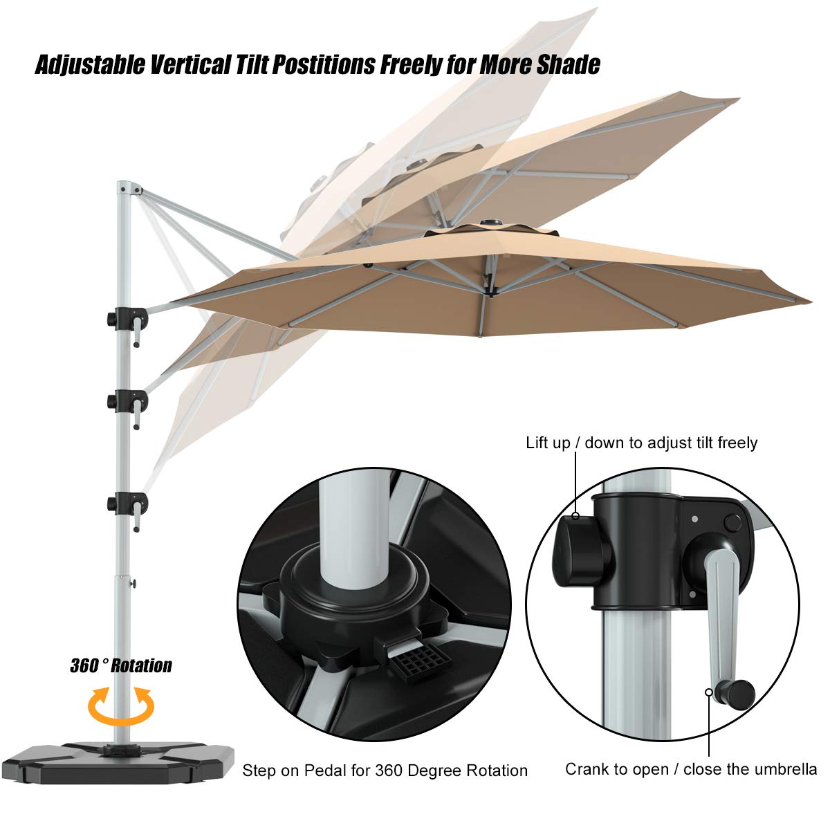 Tangkula 11ft Patio Cantilever Umbrella