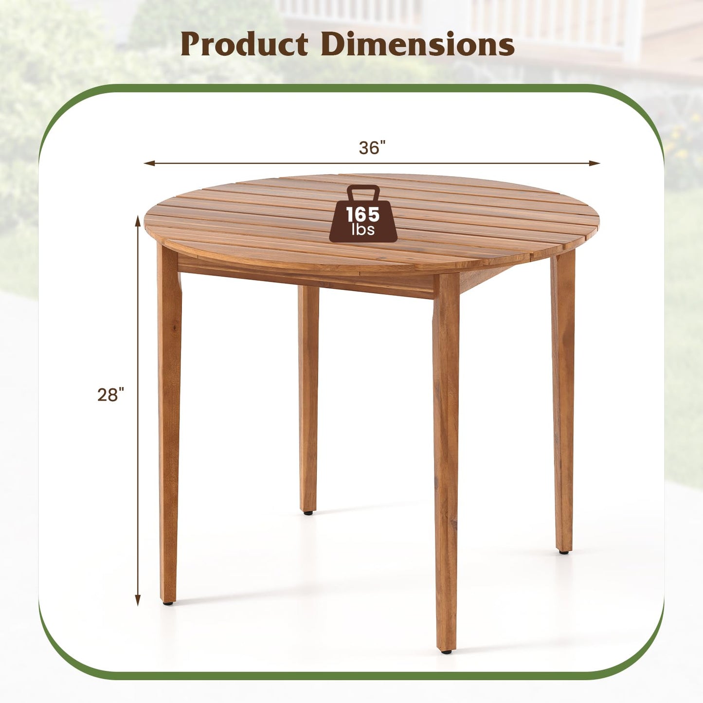 Tangkula Round Outdoor Dining Table for 4 People