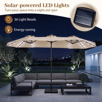 Tangkula 13 Ft Double-Sided Extra Large Outdoor Market Table Umbrella with 36 LED Lights