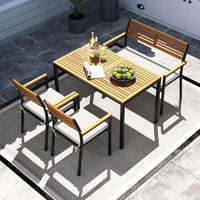 Tangkula 4 Piece Patio Dining Furniture Set w/Acacia Wood & Metal Frame
