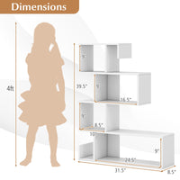 Tangkula S-Shaped Bookshelf, 5-Tier Modern Geometric Stepped Bookcase with Anti-Tipping Kits