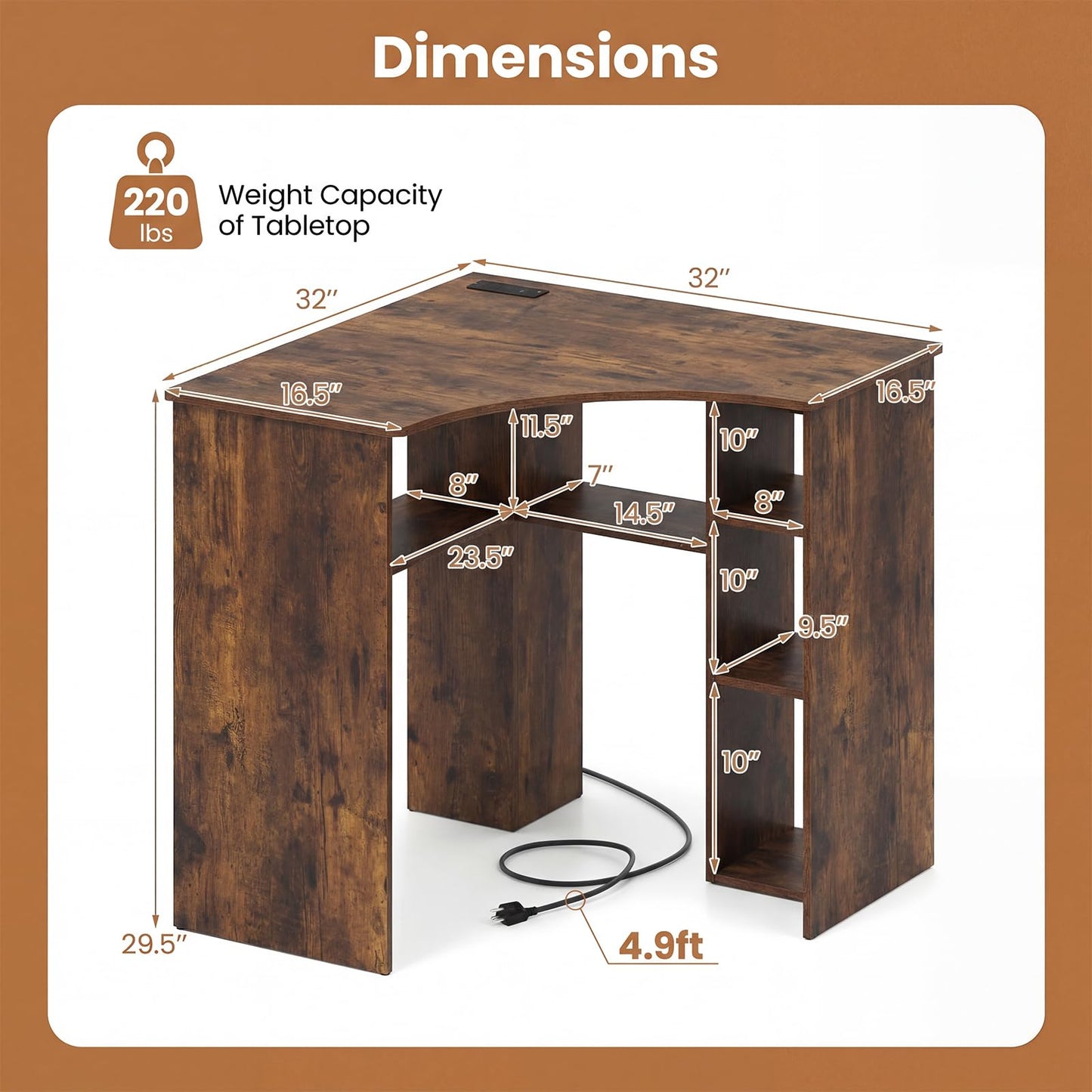 Tangkula 90-Degree Triangle Computer Desk with Ergonomic Curved Edge & Open Storage Shelves