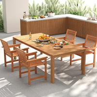 Tangkula 7 Piece Patio Wood Dining Table Set