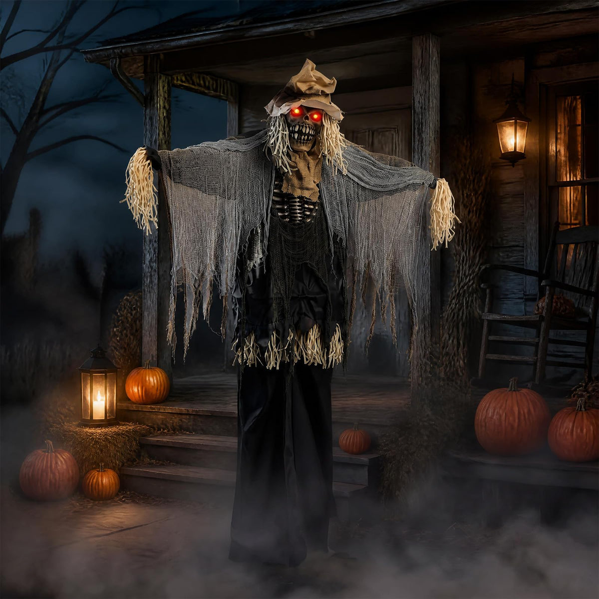 Tangkula 7.3 FT Animated Halloween Standing Skeleton Scarecrow Decoration