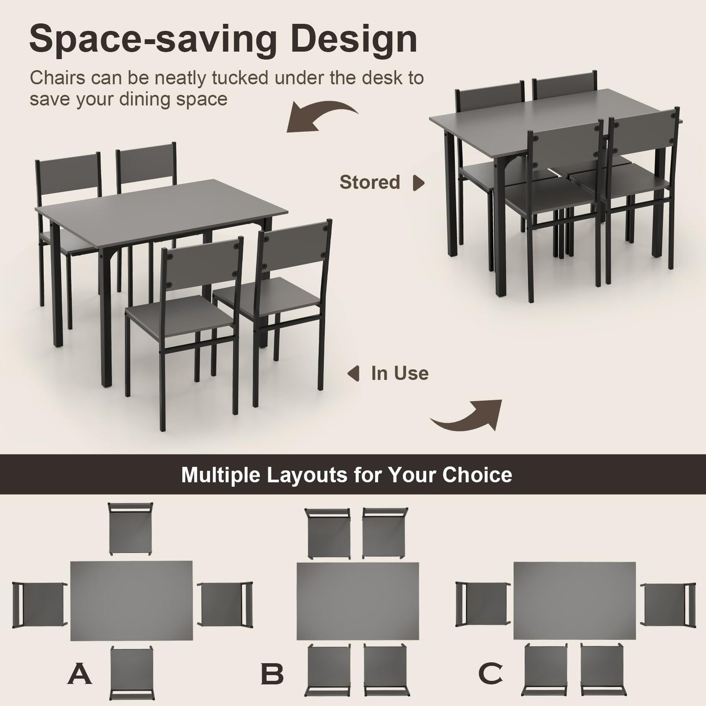 Tangkula  Retro Kitchen Table and Chairs Set for 4