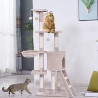 Tangkula 56-inch Cat Tree, Multi-Level Cat Tower Condo with Cat Scratching Post and Ladder