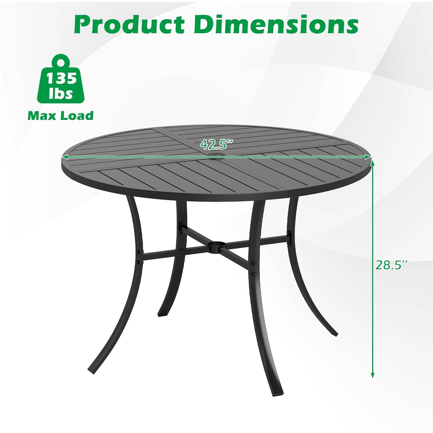 Tangkula 42.5" Round Metal Patio Dining Table for 4