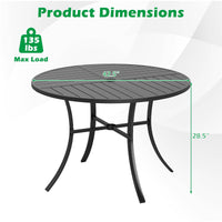Tangkula 42.5" Round Metal Patio Dining Table for 4