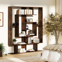 Tangkula Irregular Wooden Bookshelf Geometric Bookcase