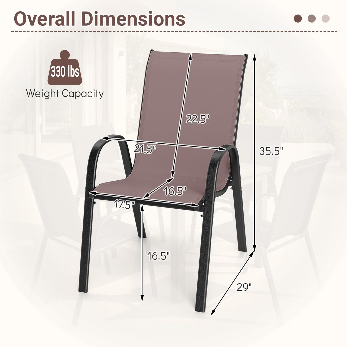 Tangkula Stackable Patio Dining Chairs Set of 4