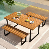 Tangkula 3 Pieces Patio Dining Table Set for Garden Yard