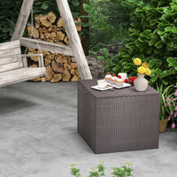 Tangkula 72 Gallon Square Deck Box, Patio Mix Brown Rattan Storage Container