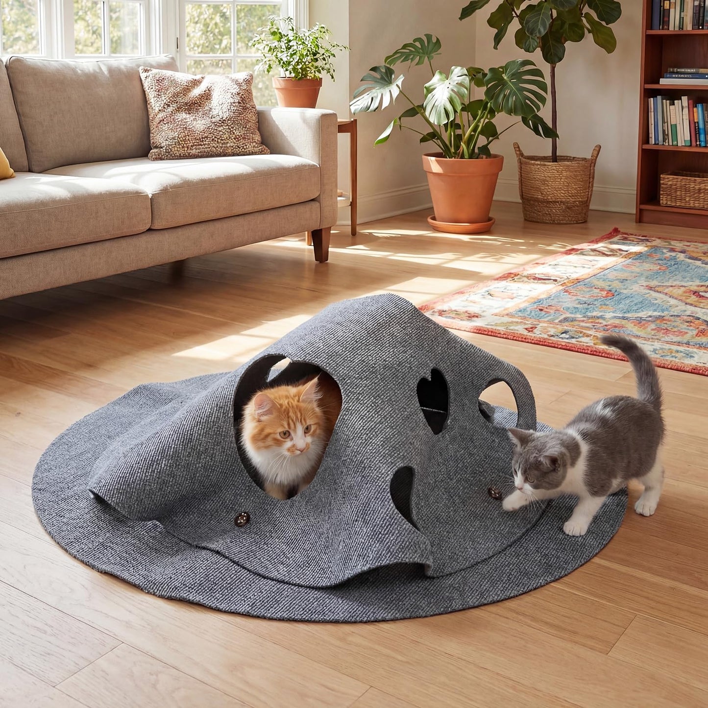 Tangkula Grand tapis tunnel rond de 102 cm pour chats d'intérieur