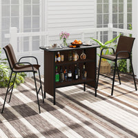 Tangkula 3 Piece Outdoor Bar Set for Backyard