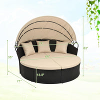 Tangkula Outdoor Patio Round Daybed with Retractable Canopy