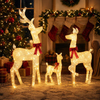 Tangkula 3-Piece Christmas Lighted Reindeer Family Set