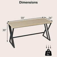 Tangkula 59" Home Office Desk with Heavy-Duty Metal Frame & Crossbar