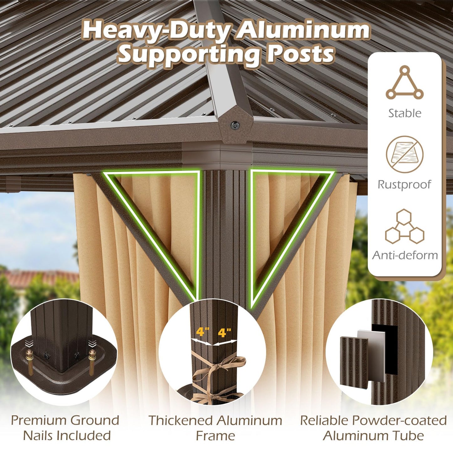 Tangkula 12x16 FT Hardtop Gazebo for Patio Garden Deck Lawn