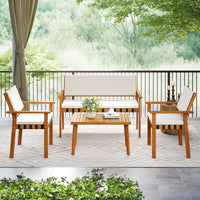 Ensemble de meubles de patio en bois Tangkula 4 pièces pour le jardin
