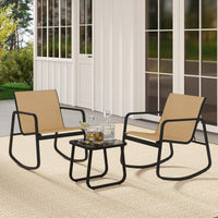 Tangkula Patio 3 Piece Rocking Bistro Set