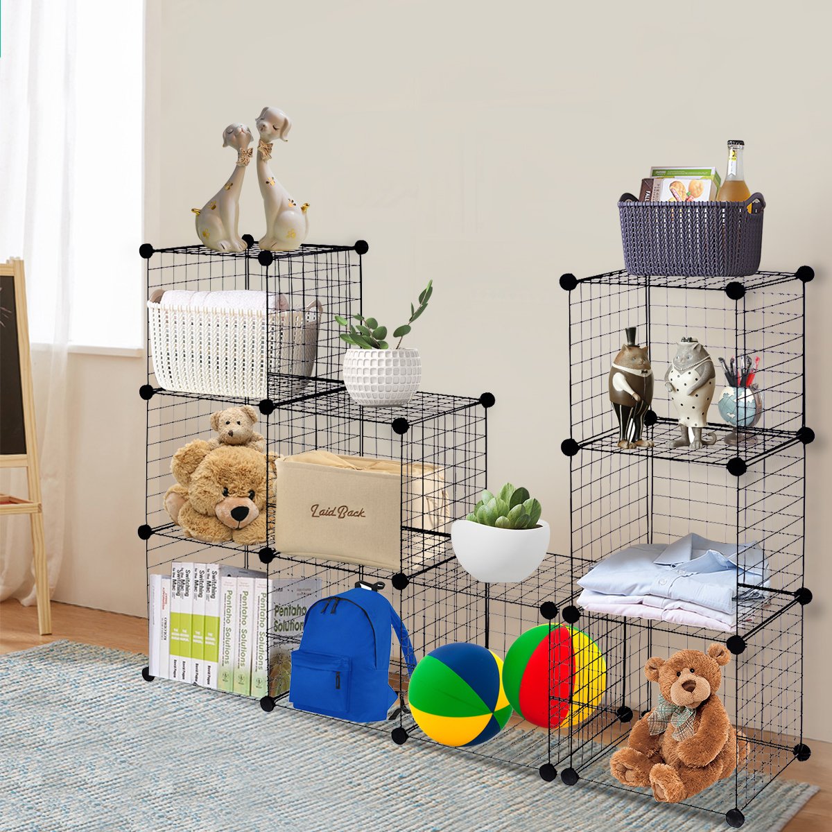 Wire Storage Cubes, Metal Grids Book Shelf