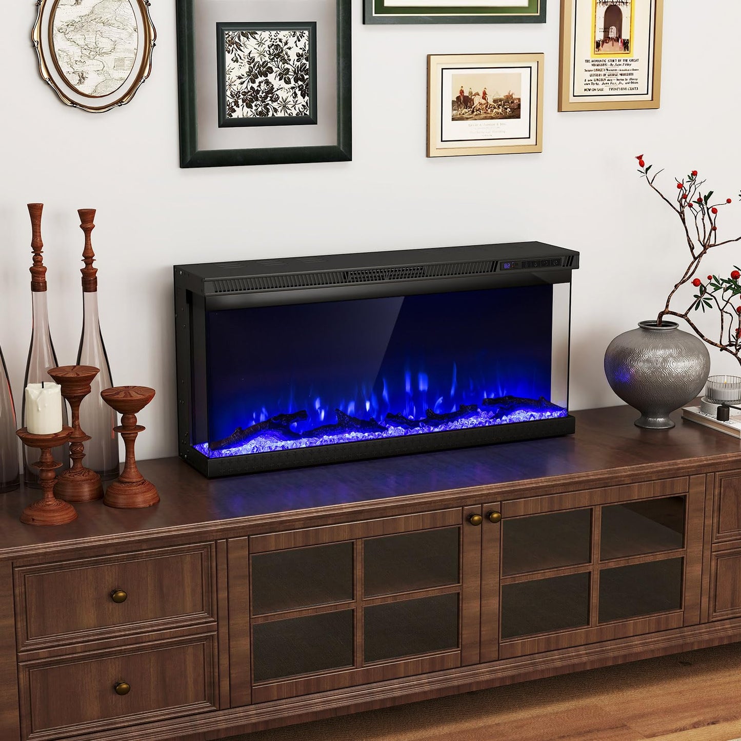 Tangkula 36/40/50/60 Inches 3-Sided Electric Fireplace Insert