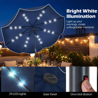 Tangkula 9 FT Solar Patio Umbrella with 24 LED Lights