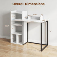 Tangkula 43.5" Computer Desk with Charging Station Ergonomic Monitor Stand & Storage Shelves