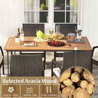 Tangkula Ensemble de salle à manger de patio 7 pièces avec table à manger en bois d'acacia