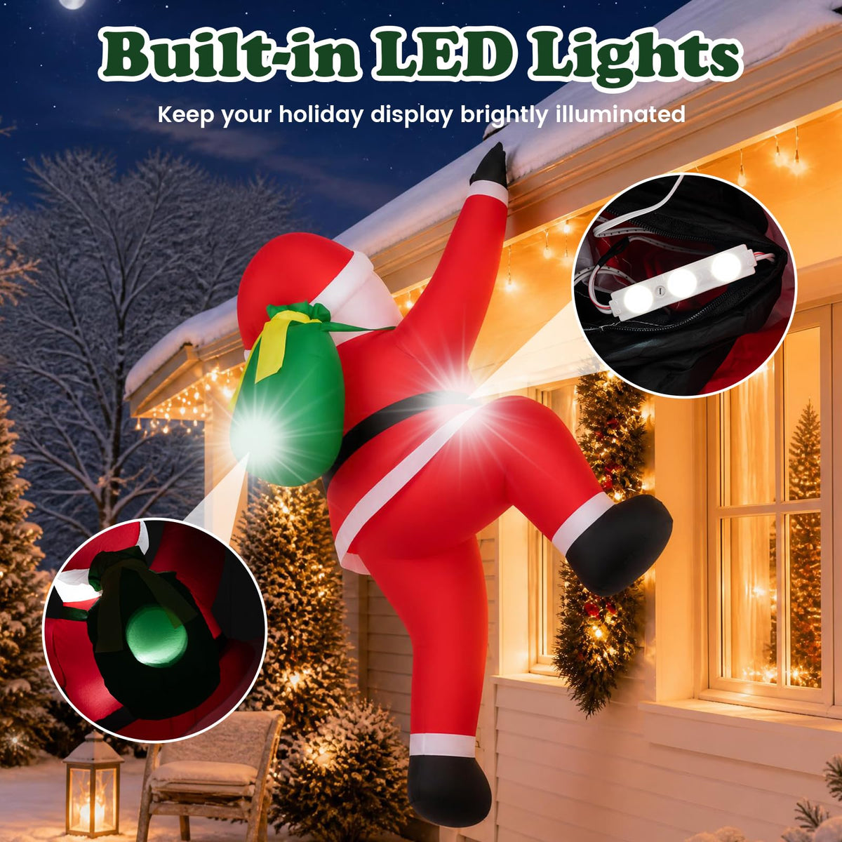 Tangkula 5.9 FT Christmas Inflatable Outdoor Climbing Santa Decoration