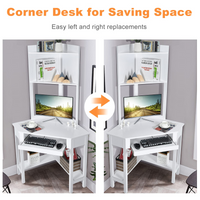 White Corner Desk with Hutch - Tangkula
