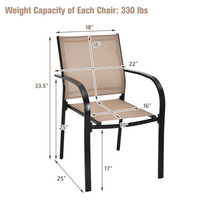 Tangkula Set of 2 Patio Dining Chairs, Outdoor Stackable Chairs with Armrests
