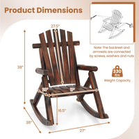 Tangkula Wood Rocking Chair Outside Adirondack Rocker with High Back and Slatted Seat