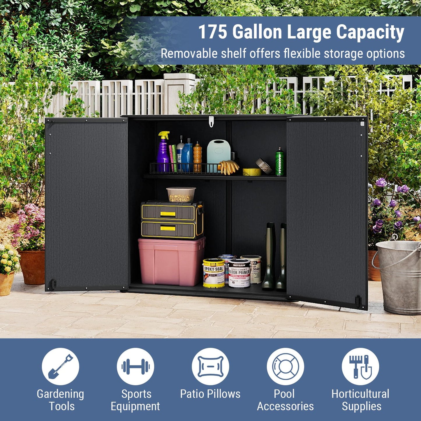 angkula 175 Gallon Outdoor Storage Box All-Weather Resin Patio Storage Box