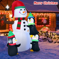 Tangkula 6 FT Christmas Inflatable Snowman with 3 Penguins