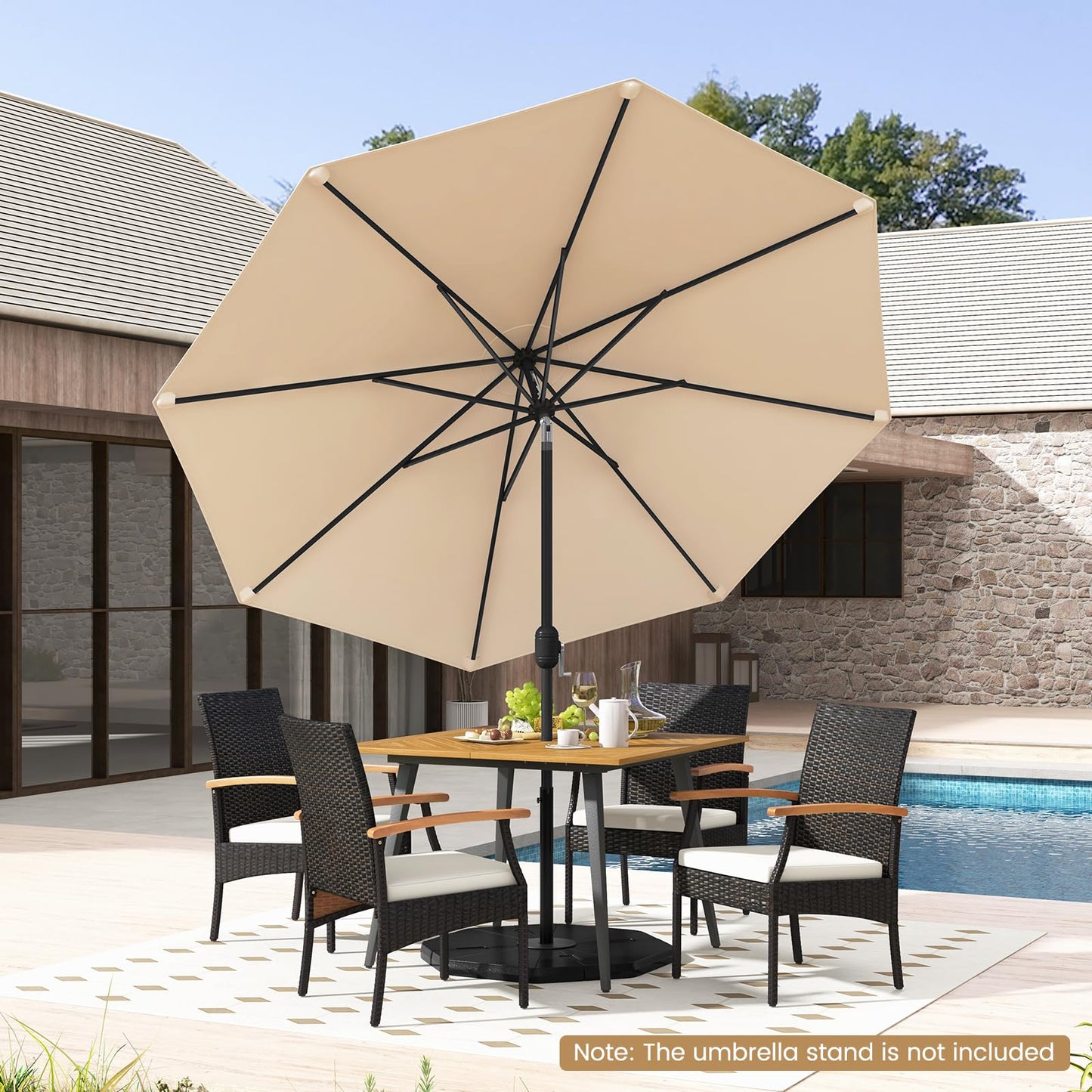 Tangkula 9FT Patio Umbrella with Push Button Tilt